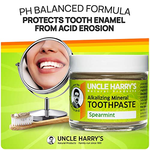 Uncle Harry's Spearmint Remineralizing Toothpaste | Natural Whitening Toothpaste Freshens Breath & Promotes Enamel | Vegan Fluoride Free Toothpaste (2 Pack) #TOP1