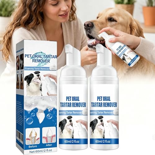 iYanoc Pet Oral Tartar Remover, Pet Dental Foaming Care Spray, Oral Spray for Dogs Teeth Cleaning, Breath Freshener,Support Healthy Gums, No Brushing Needed Pet Dental Care Spray (2pcs)