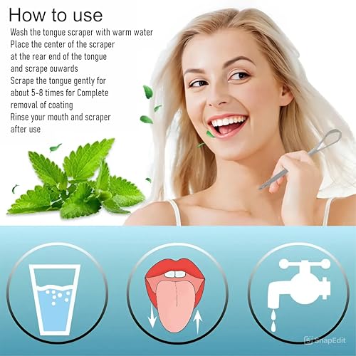 Image of 2 pcs spoon shap Tongue Scraper, 100% Useful Surgical Stainless Steel Tongue Cleaner for Both Adults and Kids, Professional Reduce Bad Breath Metal Tongue Scrapers, Help Your Oral Hygiene