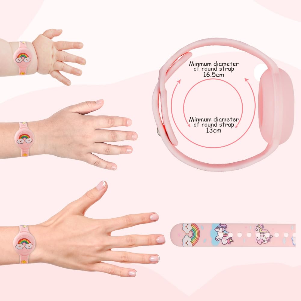 AXFEE AirTag Étuis de Protection, Silicone Bracelet Airtag pour Enfants, Mignon Housse de Protection AirTag Key Finder pour Enfants (Nuage Arc-en-Ciel Rose) - 2