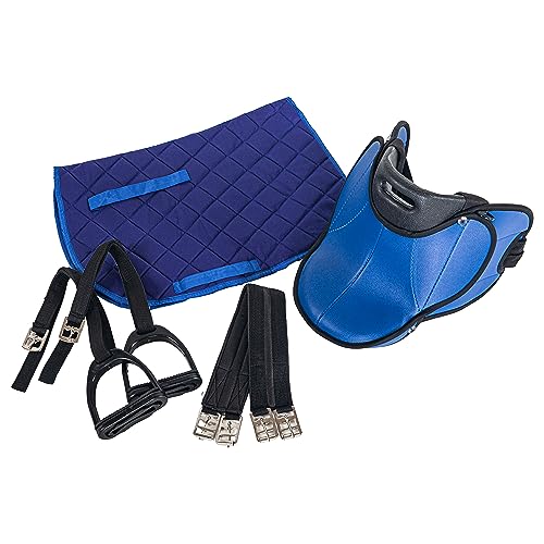PFIFF 103106 Sattelset für Shettys oder Holzpferde, Komplettset, Kindersattel, Blau