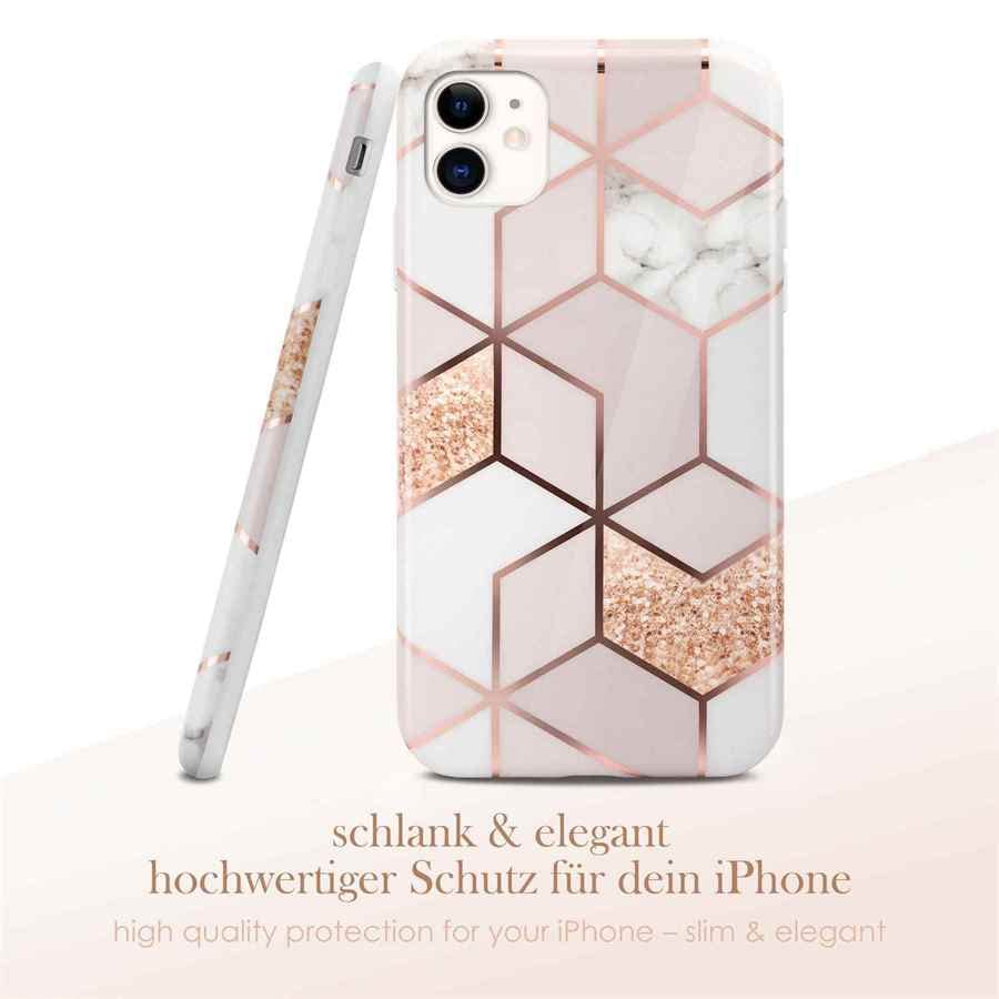 Coque Apple iPhone 12 effet marbre finition pailletée premium ONEFLOW Sense - 3