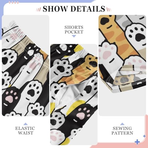 Cat Paw Footprint Doodle Boys Pants for Kids Jogger Pants with Pockets S-XL4