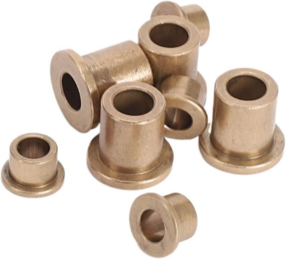 20PCS ID 4 5 6 8 10 12mm Flanging Self-Lubricating Bearing Powder Metallurgy Oil Copper Bushing Guide Sleeve with Stepped(Size:5x9x8-13x2mm)