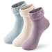 Thermal Crew Winter Socks, SUTTOS Womens Girls Elite Thick Cotton Soft Fuzzy Cute Novelty Warm Winter Crew Socks For Cold Weather Casual Heated Socks Christmas Gifts For Women Mom,3 Pairs