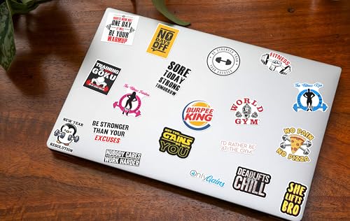 Image of WallDesign Fitness Inspiration Sticker Set (38 Decals) - Durable, Laminated, Waterproof Decals for Mobile, Laptop, Bottle, Notebooks | Quality, Stylish Designs