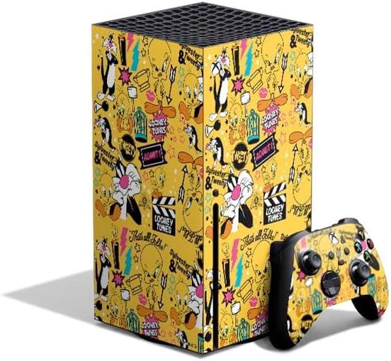 Skinit Decal Gaming Skin Compatible with Xbox Series X Bundle - Officially Licensed Looney Tunes Tweety and Sylvester Patches Design