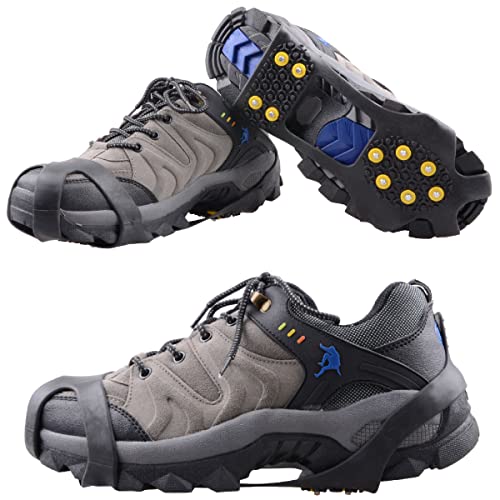 Triwonder Ice Grips 10 Teeth Anti-Slip Shoe/Boot Ice Traction Slip-On Snow Ice Spikes Crampons Cleats Stretch Footwear Traction (Xl, Black) #TOP4