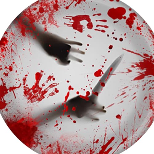 Platos desechables de Halloween con diseño de manos sangrientas y forma redonda 5