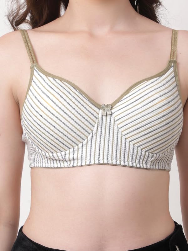 Image of Women's Cotton Full Coverage Lightly Padded Wirefree T-Shirt Bra Combo Pack of 3