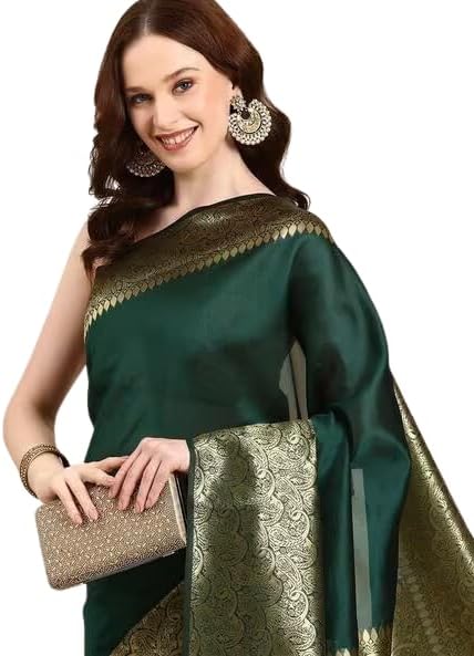 Women's Pure Banarasi Style Kanjivaram Silk Saree With Blouse Piece For Wedding (Yatri)