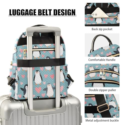 Image of ALAZA Cartoon Penguin Love Blue Women Backpack Purse Ladies Fashion Shoulder Bag Daypack Travel Bag 10L