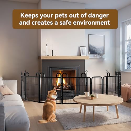 Image of Puppy Playpen 12 Piece Panels Small Dog Fence Outdoor Indoor Use 24 inch Height | Anti-Rust with Doors Portable Dog Play Pen for RV Camping Yard, Total 22FT, 30.25 Sq.ft, Snowy Black