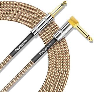 Powbacksy 10ft Guitar Cable Gold Plated Guitar Cord - TS Solid 1/4 Guitar