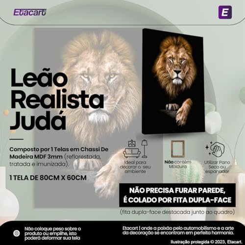 Quadro Decorativo Grande Para Sala Quarto Leão Realista Judá