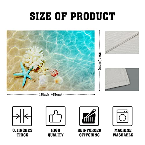 Giwawa Ocean Starfish Placemats Set of 4, Nautical Seashell Coral Coastal Linen Table Place Mats for Kitchen Dining Summer Aquatic Life Decoration, Non-Slip Heat-Resistant Washable, 12" x 18" by Giwawa - Used condition - Image 4