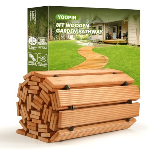 Yoopin 8ft Wooden Garden Pathway, Outdoor Roll Out Sycamore Straight...