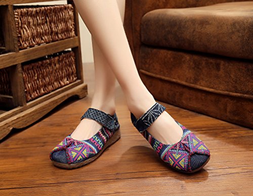 Ausom Womens Classic Canvas Cross-Stitch Pattern Oxford Flats Shoes #TOP3