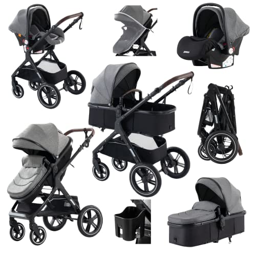 YAZOCO Carrito Bebe 3 en 1, Colapso Silla de Paseo Multifuncional Vista Alta...