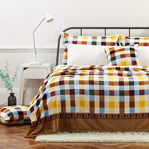 SEDONA HOUSE Prined Flannel Fleece Throw Blanket, Queen Size Lightweight Super Soft Cozy Luxury Blanket for Sofa Couch Bed Camping Travel, 80 x 90 Inches, Plaid