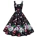 1950 s Vintage bez rękawów A-Line huśtawka High Tea Party Dress Letnia sukienka koktajlowa Ubieranie ubrań dla dziewczynek(czarny,S)