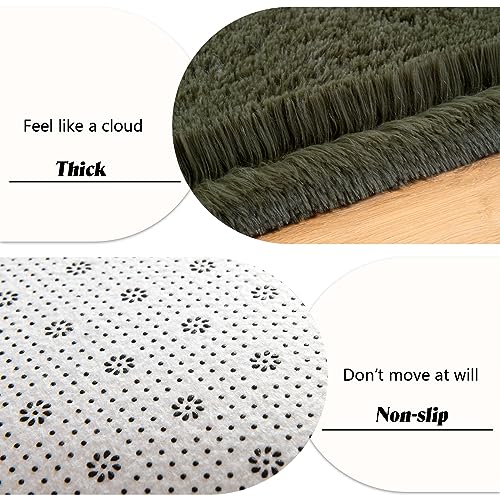 Tapete Tapiz Pasillo 2x6 ft de Pelo Largo Verde Oliva miniatura 4