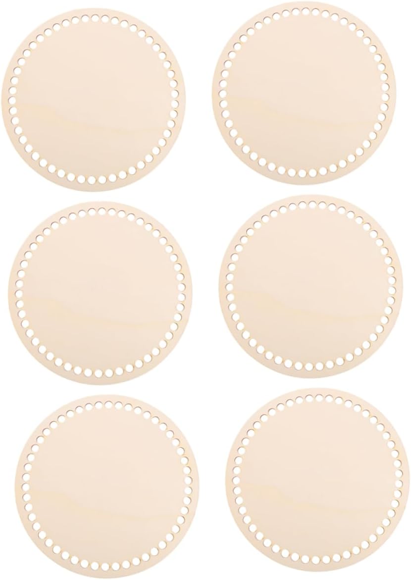Gadpiparty 6pcs Wooden Round Crochet Base Wooden Basket Bottoms for Knitting Weaving and Crafts for Home Decor and Purse Making