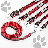 Geflochtenes Hundehalsband aus Leder Personalisierte Leder Hundehalsband mit Namen Gravur Rot Halsband mit Namenschild für mittleren Hund Hundehalsbänder M