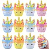 Anboor 12 Pcs Squishies Toy Unicorn Cake Stress Balls Squeeze Toys Foam Squishies Stress Relief for Adult Kid Toys Classroom Prizes