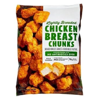 Lightly Breaded Chicken Breast Chunks, Fully Cooked White Meat Chicken, Crispy Bite-Size Pieces, Frozen & Ready to Heat, Perfect for Meals, Snacks & Family Dinners , Fully cooked and ready to heat, these bite-size chunks make meal prep quick and easy. Whether youre preparing a family dinner, a quick lunch, or a satisfying snack, they fit perfectly into any routine. [ 64 oz , 4 lb ]