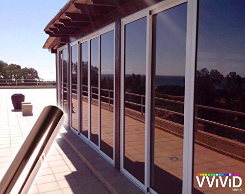 One-Way Bronze Mirror Finish Vinyl Window Wrap Self-Adhesive Film Roll (12 Inch X 60 Inch) #TOP2