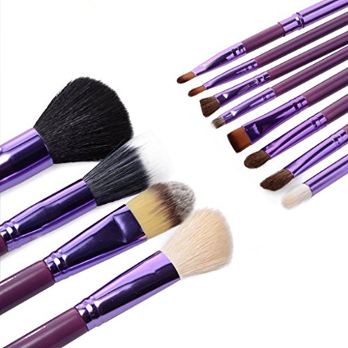 12pcs Makeup Brush Set Professional Face Cosmetic Brushes Kit Make up Tool with Cup Holder Case (Romantic Purple)
