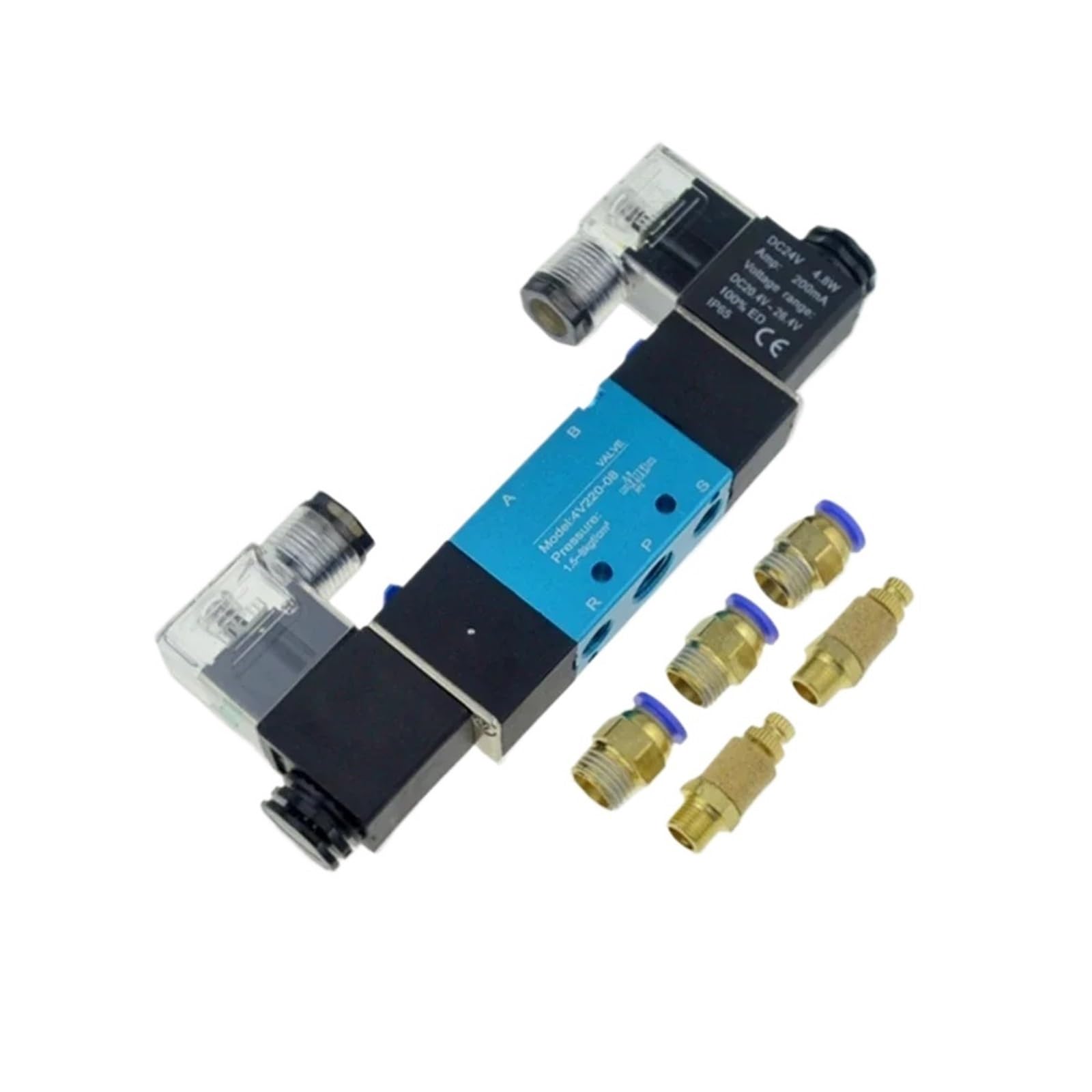 Elektryczny pneumatyczny zawór elektromagnetyczny z podwójną kontrolą, 2 pozycje, 5-drożny, 12 V, 24 V, 220 V, 6 mm, 8 mm, 10 mm (SL-4 mm, DC 24 V)