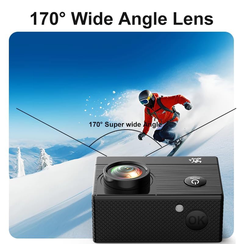 Image of Drumstone (𝐃𝐨𝐧'𝐭 𝐌𝐢𝐬𝐬 𝐎𝐟𝐟𝐞𝐫 𝟏𝟓 𝐘𝐞𝐚𝐫𝐬 𝐖𝐚𝐫𝐫𝐚𝐧𝐭𝐲) 4K 30FPS Action Camera with Stabilization, 4X Zoom, Waterproof up to 98ft, WiFi Sports Camera for Outdoor Sports