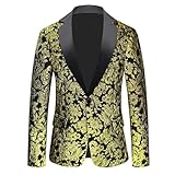 Material: La chaqueta de traje para hombre está confeccionada con tejidos de alta calidad, decorada con exquisitas lentejuelas por todas partes, con colores brillantes y exquisita artesanía. El interior está hecho de tela de poliéster, que es lisa, suave, cómoda y duradera. El elegante diseño de lentejuelas te hace destacar entre la multitud