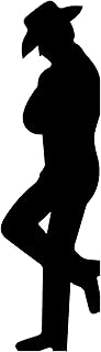Cowboy Silhouette Decal - Leaning Wall Vinyl for Ranch or Farmhouse Decor for Living Room, Bedroom, Boys Room, Playroom, Man Cave
