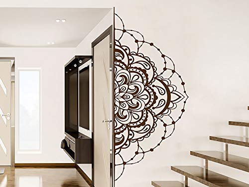 Wall Decal Half Mandala Ornament Geometric Indian Moroccan Pattern Namaste Yoga Vinyl Sticker Decals Bedroom Boho Bohemian Decor Nv77 #TOP6