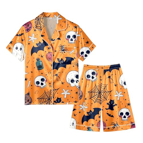 Pijama de Halloween para hombre conjunto de pijama abotonado manga corta