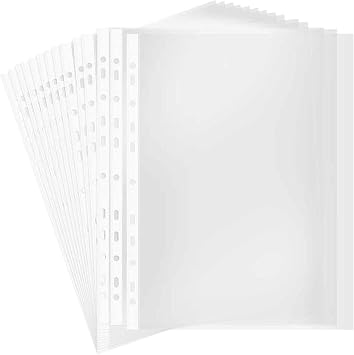 A4 Punched Pocket, 100 Pack Premium Clear Sheet Protectors 11.97 x 9.25in, 11-Hole Plastic Page Protectors Sheet Top Loaded, Paper Sheets Document Sleeve for 2/3/4 Ring Binders ColorTransparent