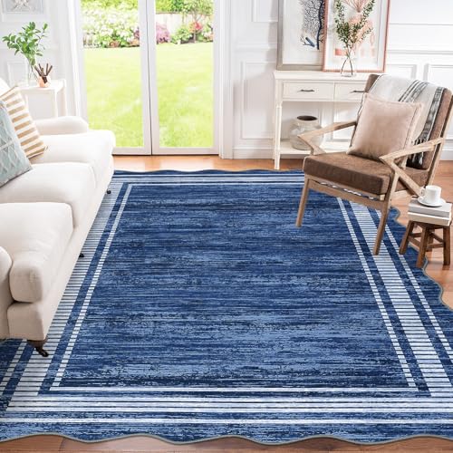 GarveeHome Scalloped 10x13 Area Rugs for Living Room Washable Rugs,Abstract