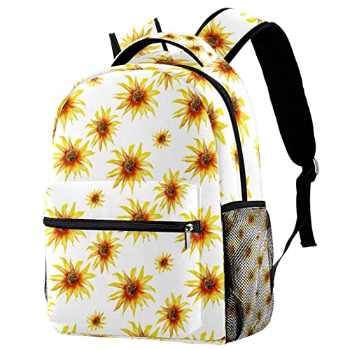 Sac à dos de voyage sans couture tournesols jaunes avec filet pour gourde