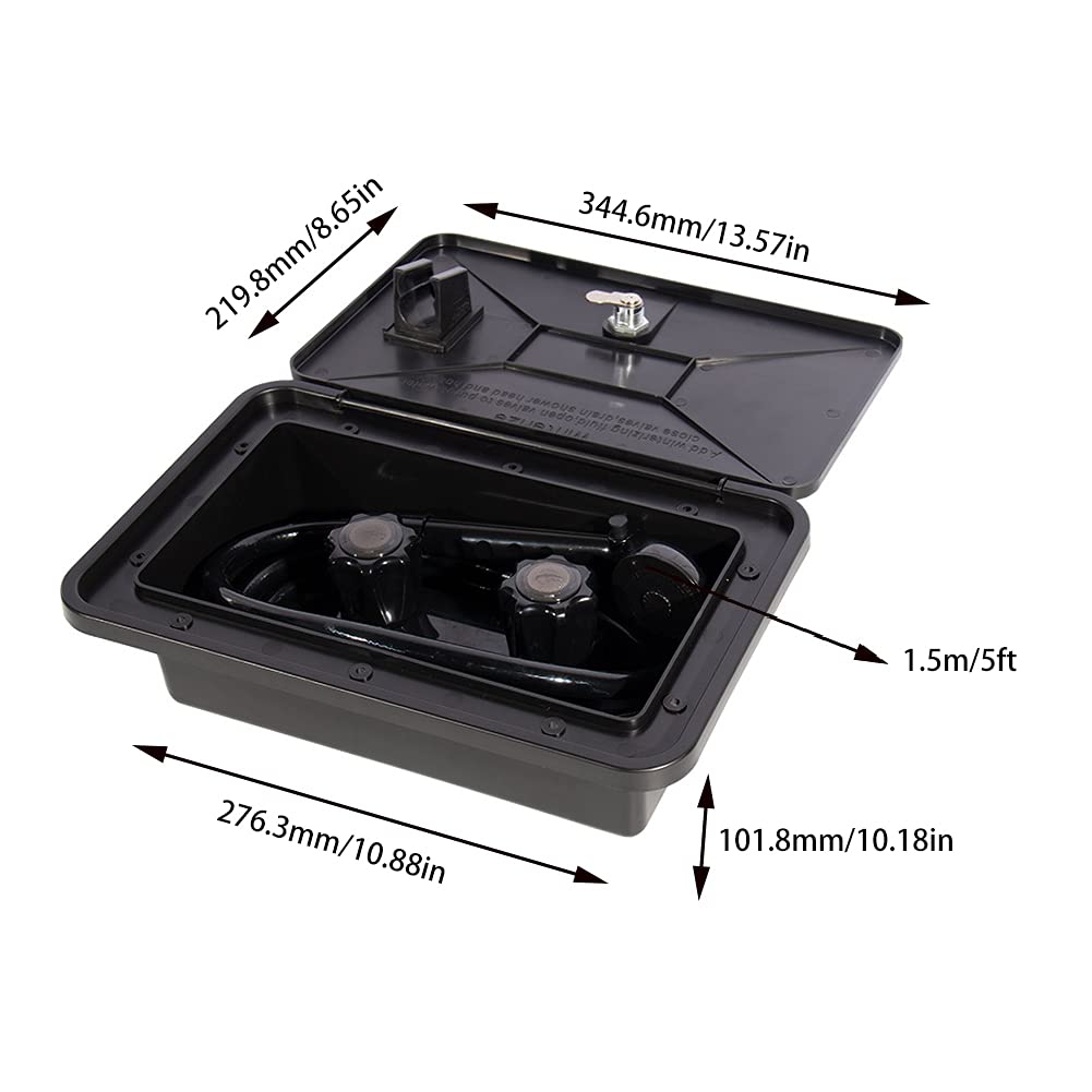 Kit de caja de ducha para autocaravanas exterior, resistente a la intemperie Rv grifo de ducha piezas y accesorios, kit de caja de ducha al aire libre con cerradura y llave (negro)