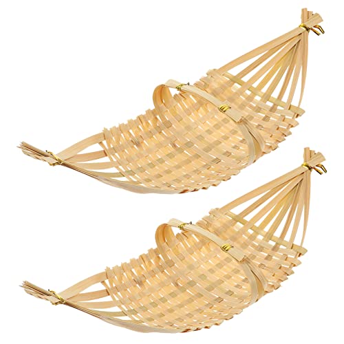 GRIRIW Lightweight Bamboo Food Basket Set Sushi Plate Round Woven Sushi Baskets Multi-Function