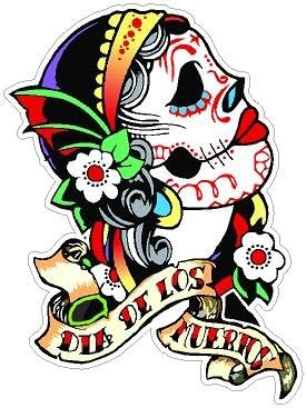 In Touch Day of The Dead Decal Rockabilly Rock Vintage Sugar Skull Sticker #4