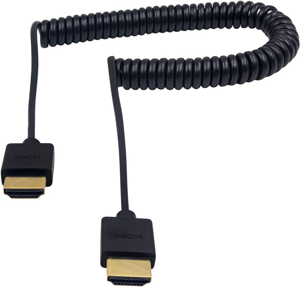 Duttek HDMI Coiled Cable, 4K HDMI Coiled Cable, Extreme Thin HDMI Male to Male Extender Coiled Cable for 3D and 4K Ultra HD TV Stick HDMI 2.0 Cord Extension Converter (2.5M/8.2FT)