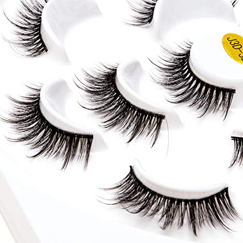 Preisvergleich Produktbild ICYCHEER 5D Künstliche künstliche Wimpern Flauschige handgemachte dramatische dicke lange mehrschichtige falsche Wimpern Packung mit 7 Paar (32)