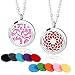 2 Pieces Fragrance Aromatherapy Essential Oil Prume Diffuser Necklace Locket Pendant Outfitters with 24 Inch Chain-Tree of Floral & Sunflower Set