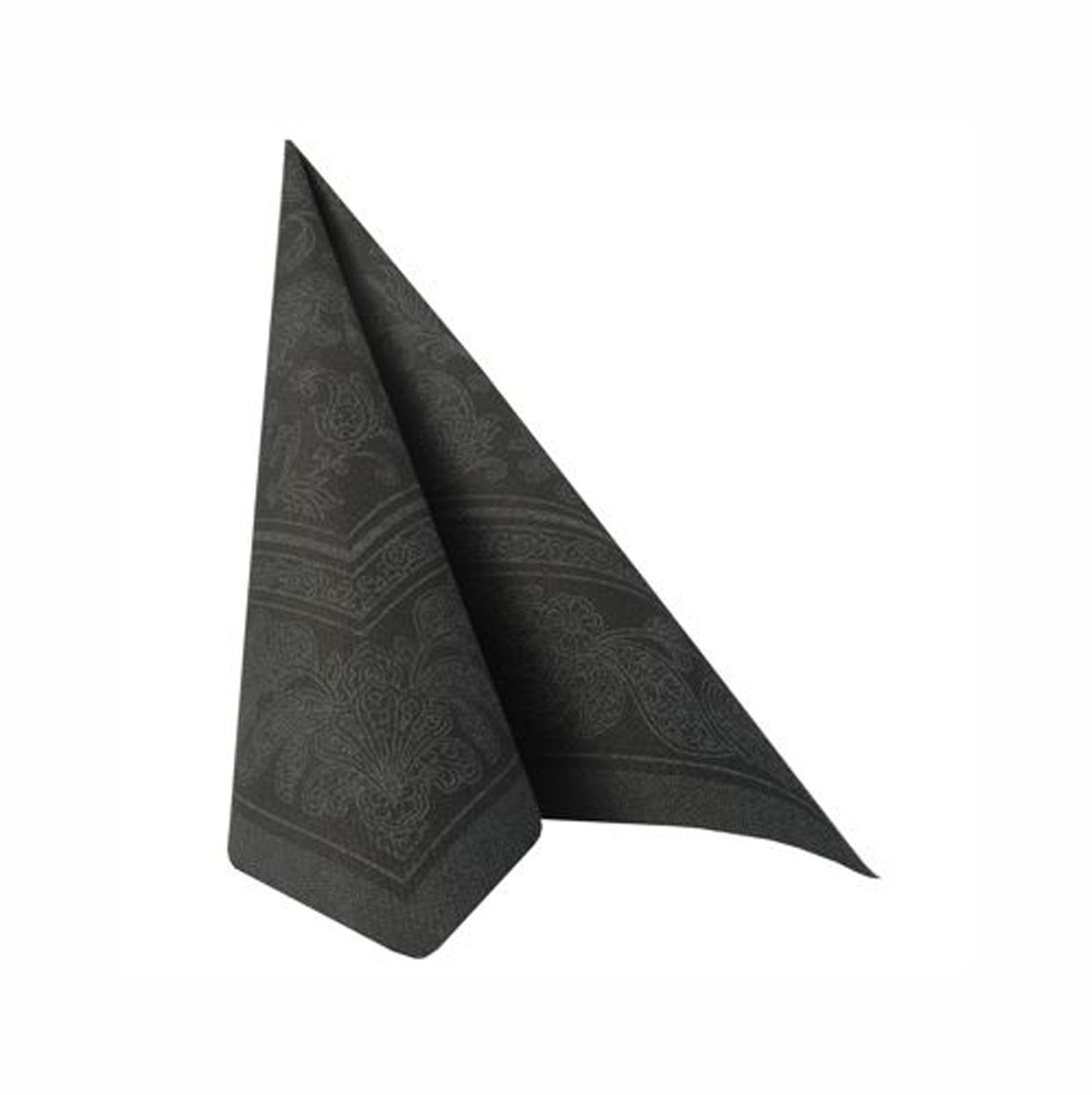 Papstar 250 Servietten ROYAL Collection 1/4-Falz 40 x 40 schwarz "Ornaments"