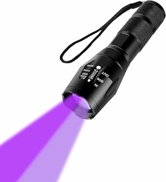 UV Flashlight 365nm & 395nm Woods Lamp Black Light Ultraviolet Flashlight LED Torch Pet Detector for Dog Urine Pet Stains Scorpions Resin Curing