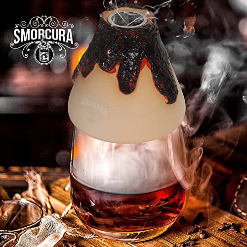 Premium Cocktail Smoker Kit With Oak Wood Chips | Whiskey Smoker Kit For Cocktails, Wine, Bourbon, Whiskey | Gifts For Dad, Husband, Boyfriend, Party & Bar | Handmade Ceramic Volcano By Smorcura #TOP3
